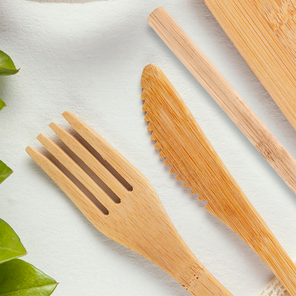 Bamboo Cutlery Set I Bamboo Knife, Spoon, Fork & Straw