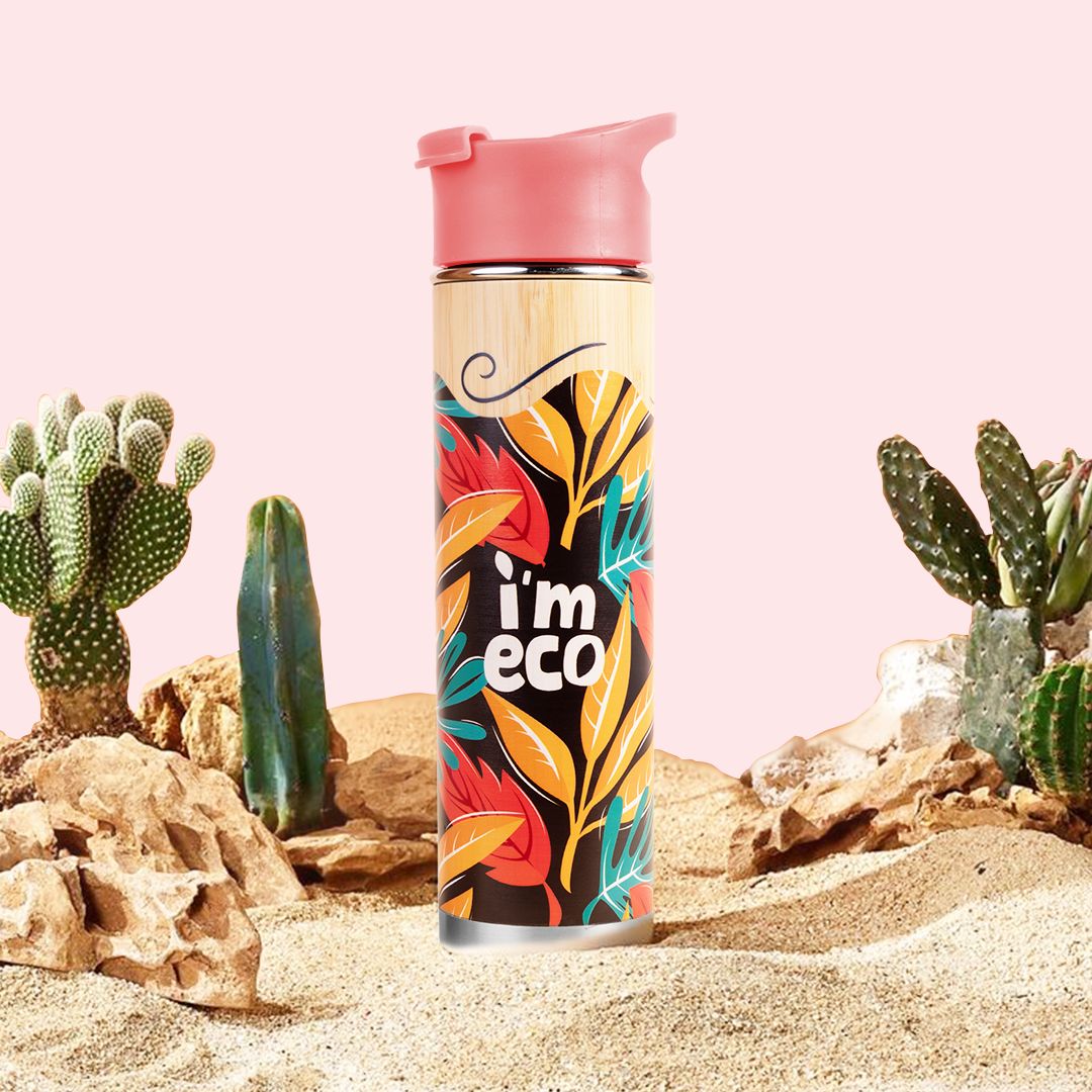 ECO-BLOOM Bamboo Printed Water Bottle - Leakproof & Eco-Friendly (500ml)