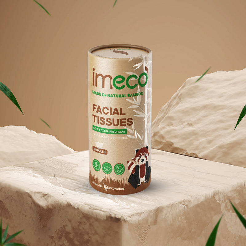 Bamboo Facial Tissues, 50 Pulls – 100% Bamboo, Cup Holder Fit, Bleach-Free & Soft