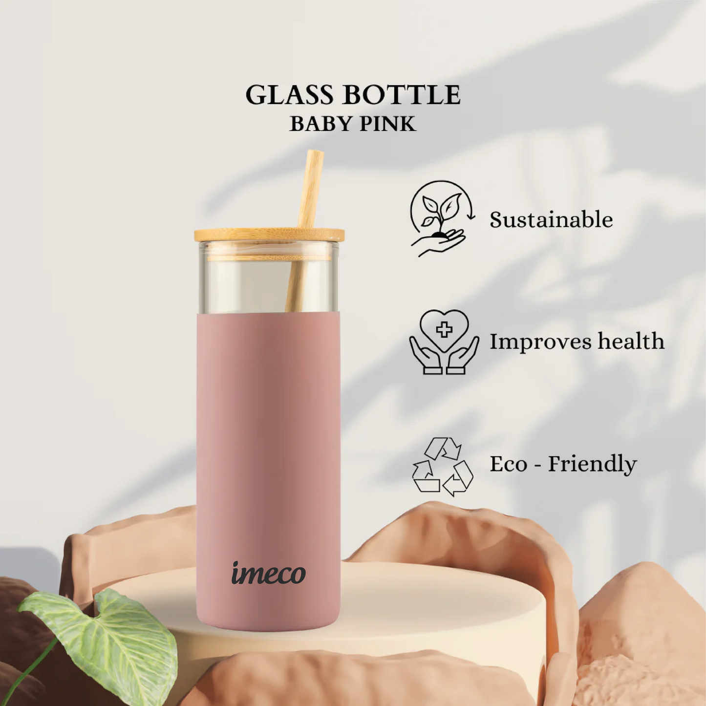 ECO-SIP Glass Sipper with Bamboo Straw (450 ml)