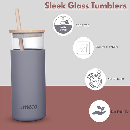 ECO-SIP Glass Sipper with Bamboo Straw (450 ml)