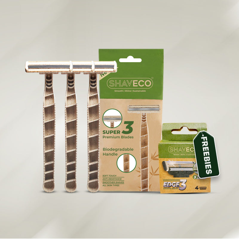 Disposable Bamboo Husk Razor for Men with Set of 1 Free Cartridge