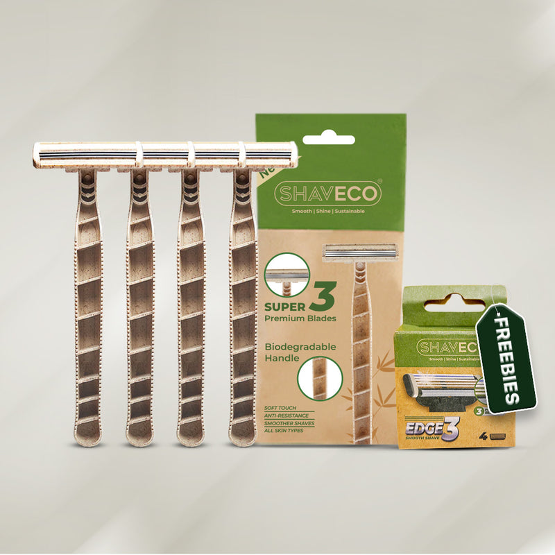 Disposable Bamboo Husk Razor for Men with Set of 1 Free Cartridge