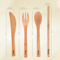 Bamboo Cutlery Set – Knife, Spoon, Fork & Straw – All in One