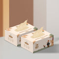 2 boxes of bamboo facial tissues placed on a white base with one pull out from each is visible.