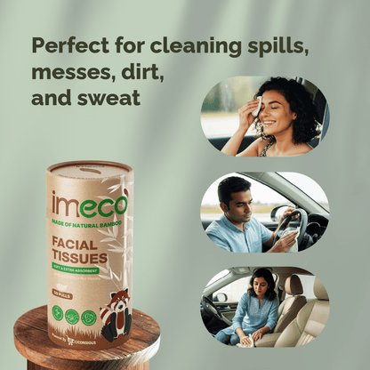 Bamboo Facial Tissues, 50 Pulls – 100% Bamboo, Cup Holder Fit, Bleach-Free, & Soft