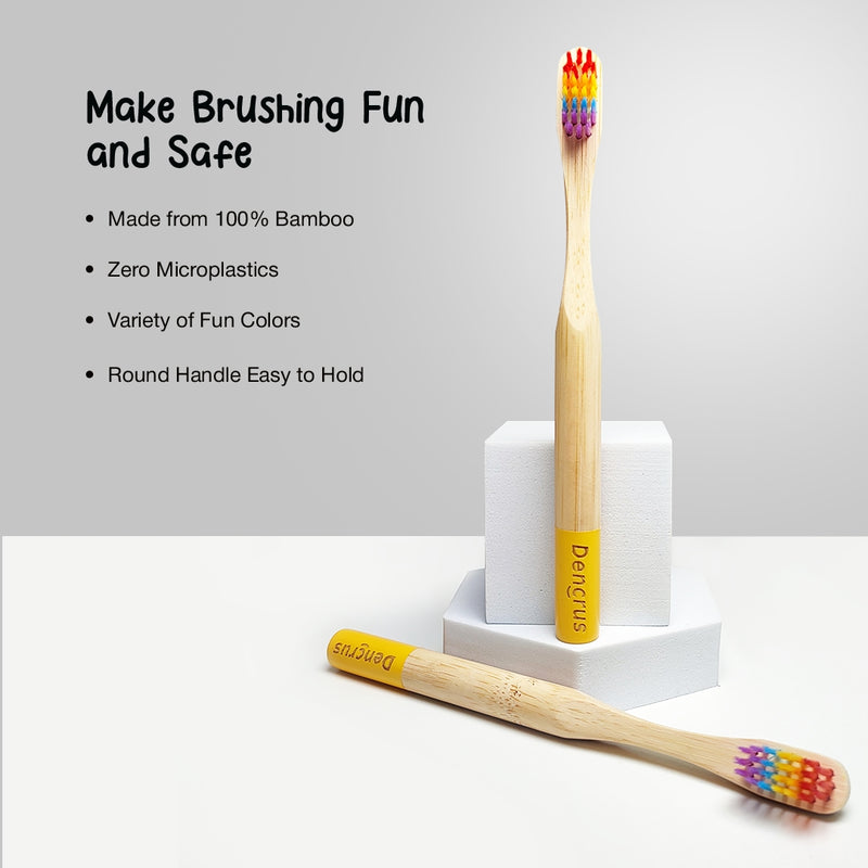 Orby Kids Bamboo Toothbrush – Soft, Safe & Colorful (Rainbow)