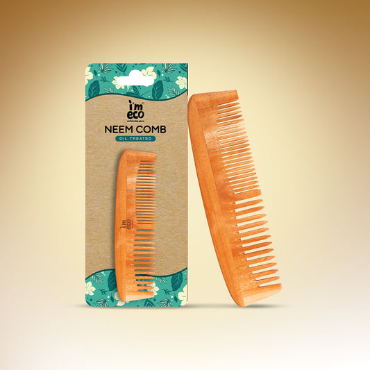 Neem Wood Dual-Tooth Oil Treated Hair Comb