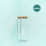 ECO JAR Glass Sipper with Bamboo Lid - Lightweight & Borosilicate Glass