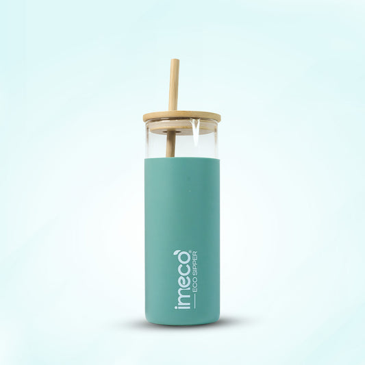 ECO-SIPPER Glass Sipper with Bamboo Straw (450 ml)