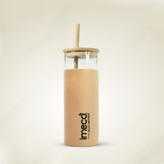 ECO-SIPPER Glass Sipper with Bamboo Straw (450 ml)
