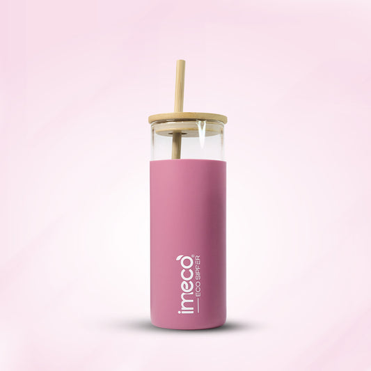ECO-SIPPER Glass Sipper with Bamboo Straw (450 ml)