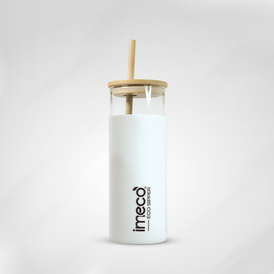 ECO-SIPPER Glass Sipper with Bamboo Straw (450 ml)