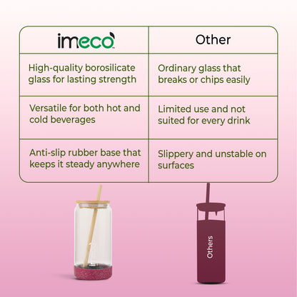 ECO CRYST Glass Sipper with Bamboo Lid & Straw (500 ml)