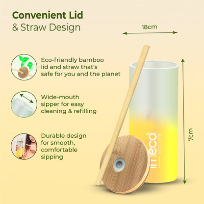 ECO LYTE Glass Sipper with Bamboo Lid & Straw - Gradient Glass (600 ml)