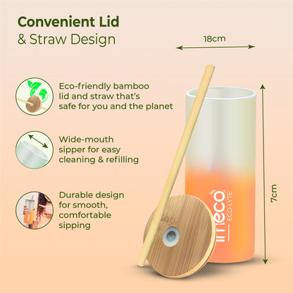 ECO LYTE Glass Sipper with Bamboo Lid & Straw - Gradient Glass (600 ml)