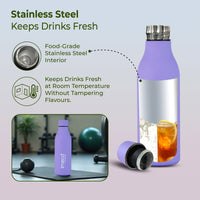 ECO MIST Stainless Steel Pastel Water Bottle - Leakproof & Lightweight (500 ml)