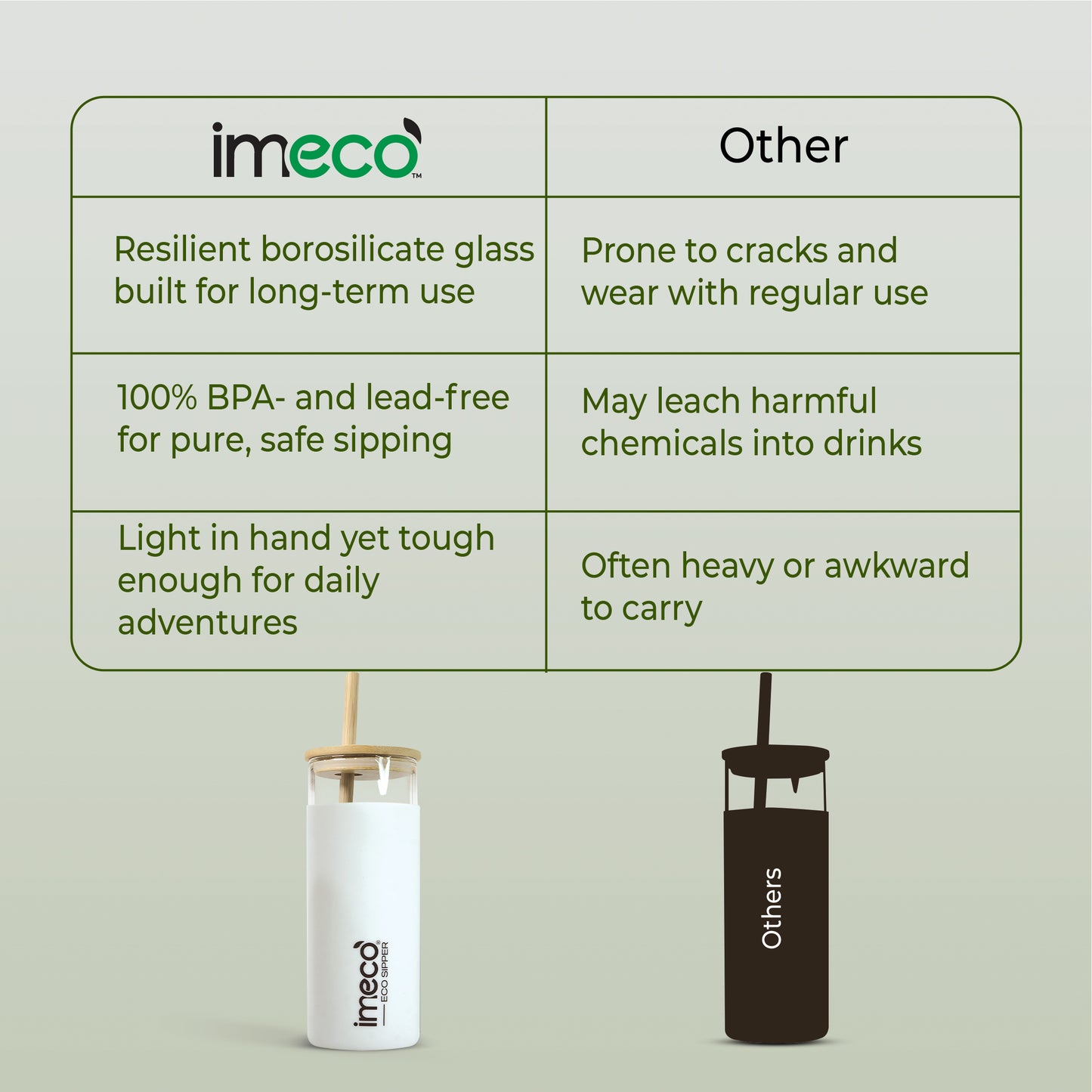 ECO-SIPPER Glass Sipper with Bamboo Straw (450 ml)