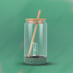 ECO CRYST Glass Sipper with Bamboo Lid & Straw (500 ml)