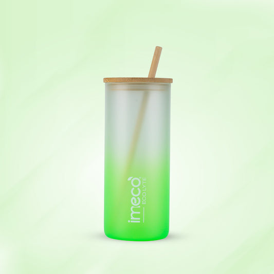 ECO LYTE Glass Sipper with Bamboo Lid & Straw - Gradient Glass (600 ml)