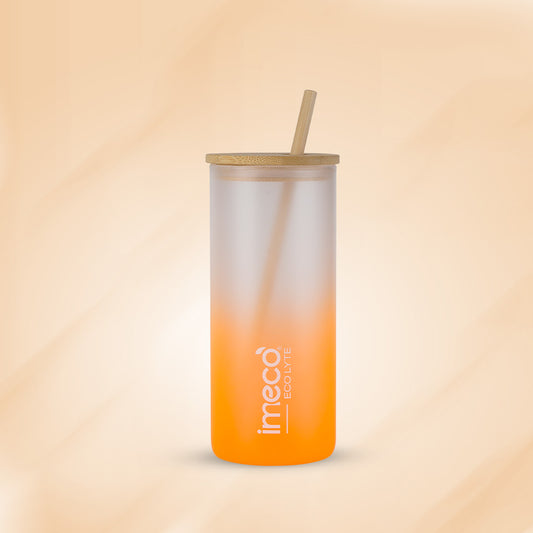 ECO LYTE Glass Sipper with Bamboo Lid & Straw - Gradient Glass (600 ml)