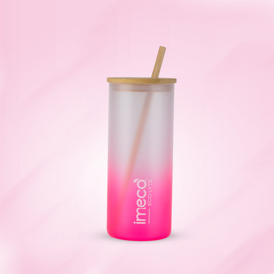 ECO LYTE Glass Sipper with Bamboo Lid & Straw - Gradient Glass (600 ml)