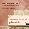 IMECO facial tissues come with 2 ply thickness, are hypoallergenic and made from 100% bamboo pulp.