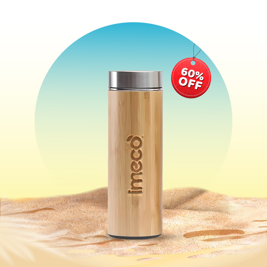ECO Aura Flat-Lid Bamboo Water Bottle- Stylish & Reusable (450 ml)