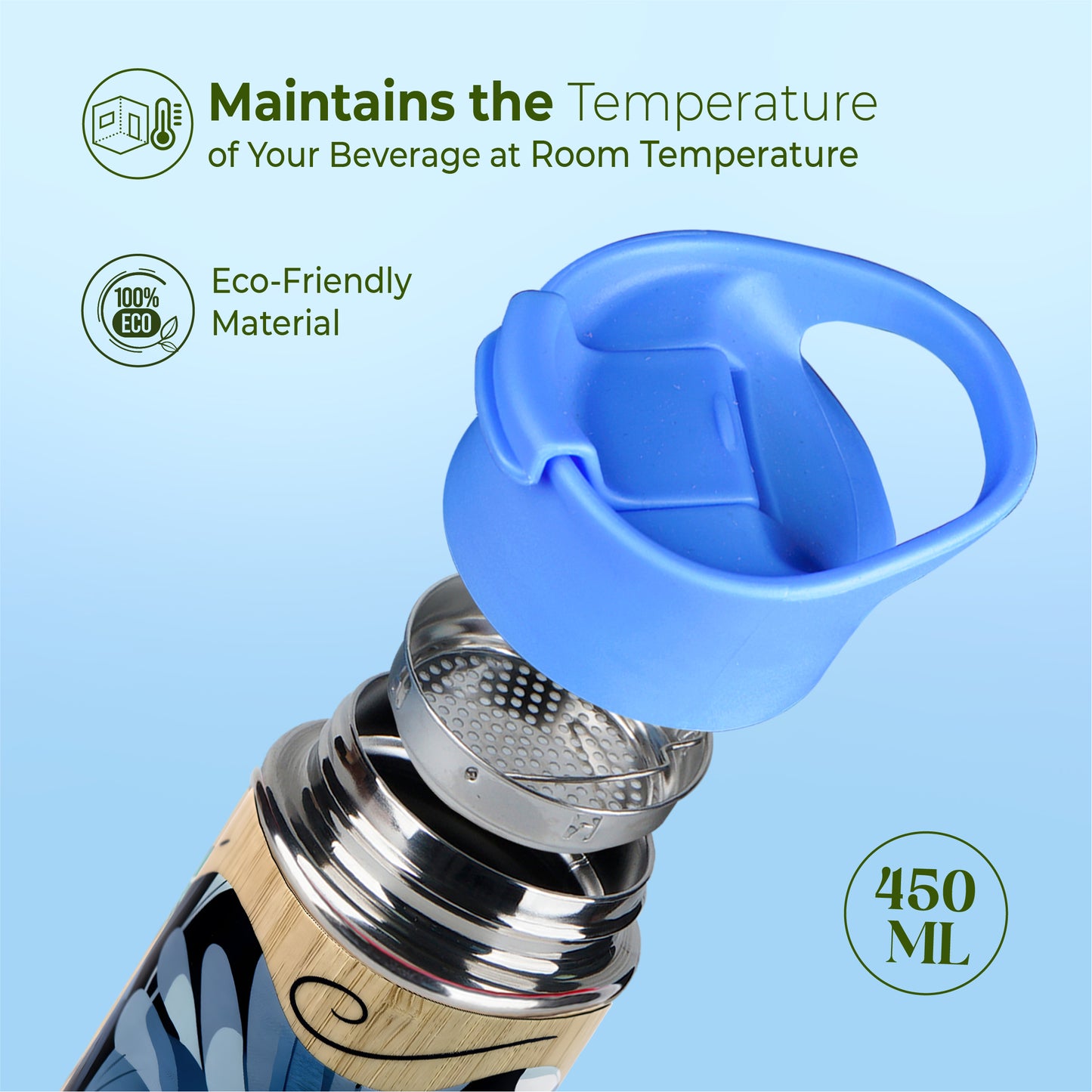 ECO-BLOOM Bamboo Printed Water Bottle - Leakproof & Eco-Friendly (500ml)