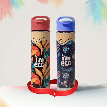 Printed Bamboo Bottles Combo Pack (Harmony + Petrichor) - 500ml