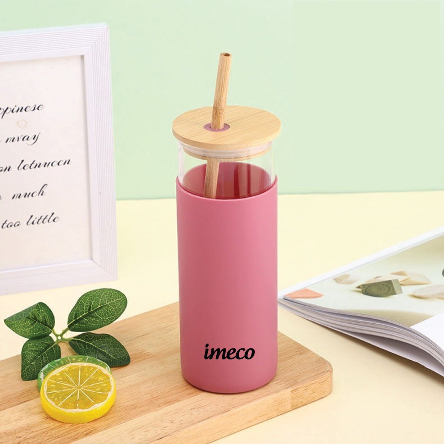 ECO-SIP Glass Sipper with Bamboo Straw (450 ml)