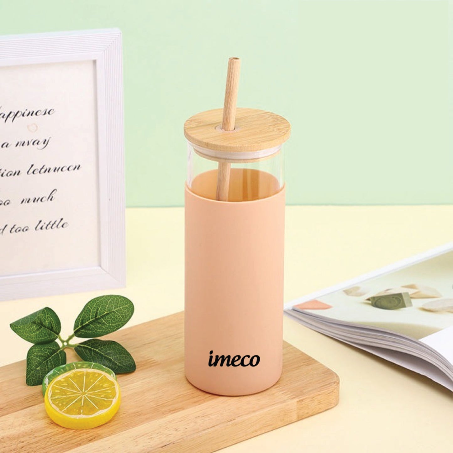 ECO-SIP Glass Sipper with Bamboo Straw (450 ml)