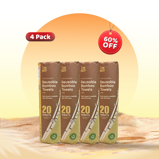 Bamboo Kitchen Towel Roll – Soft, Absorbent & Eco-Friendly (Pack of 4)