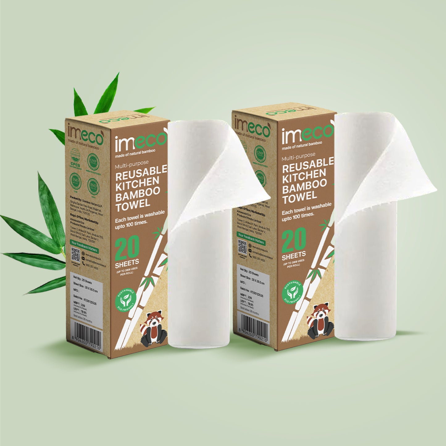 Bamboo Kitchen Towel Roll – Ultra-Soft & Absorbent (20 sheets)