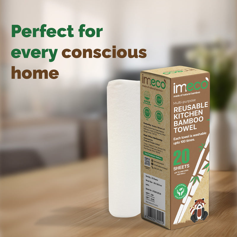 Bamboo Kitchen Towel Roll – Ultra-Soft & Absorbent (20 sheets)