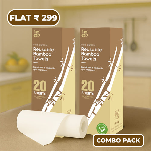 Get 2 Bamboo Kitchen Towel Roll – Soft, Absorbent & Eco-Friendly for All Your Kitchen Spills & Mess!