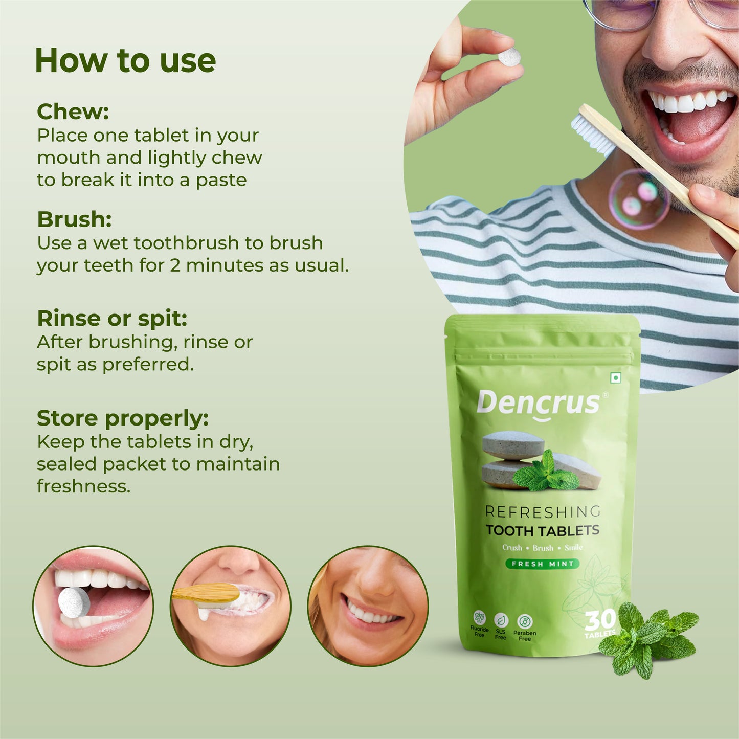 Natural Toothpaste Tablets – Mint Flavor