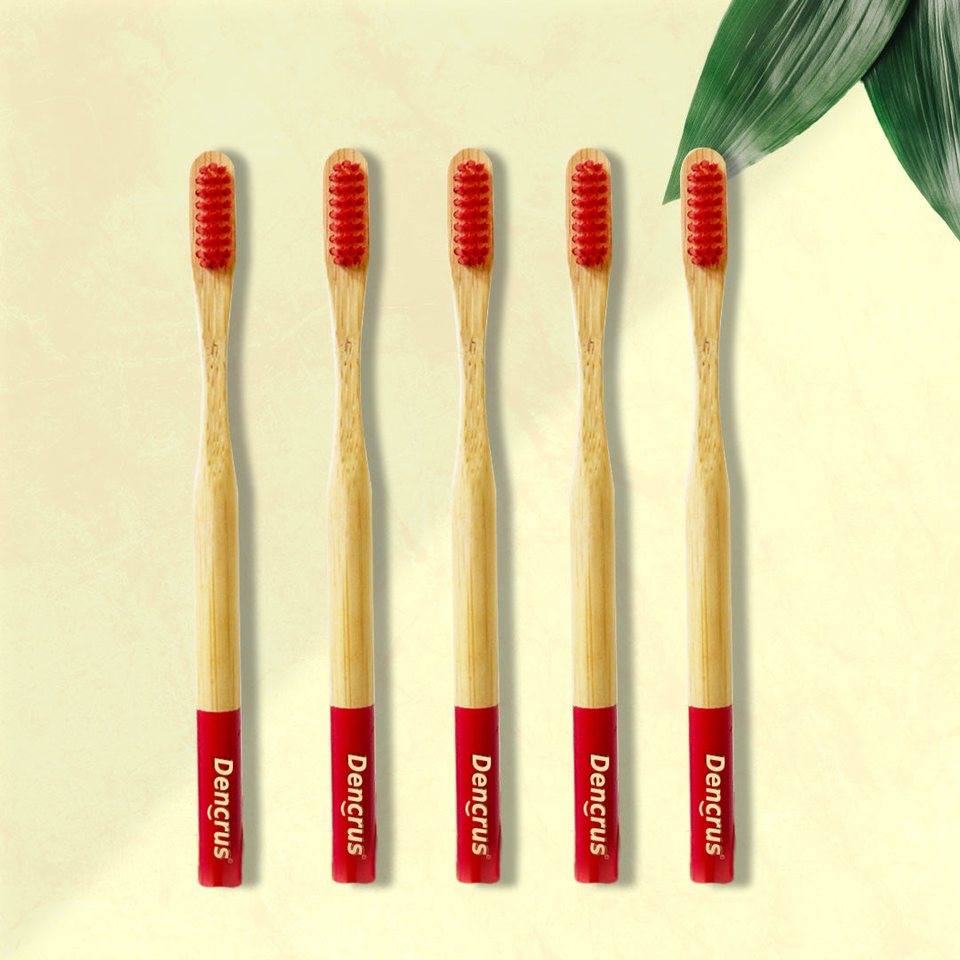 Orby Plus Bamboo Toothbrush - Thorough Cleaning & Gum Care - Red