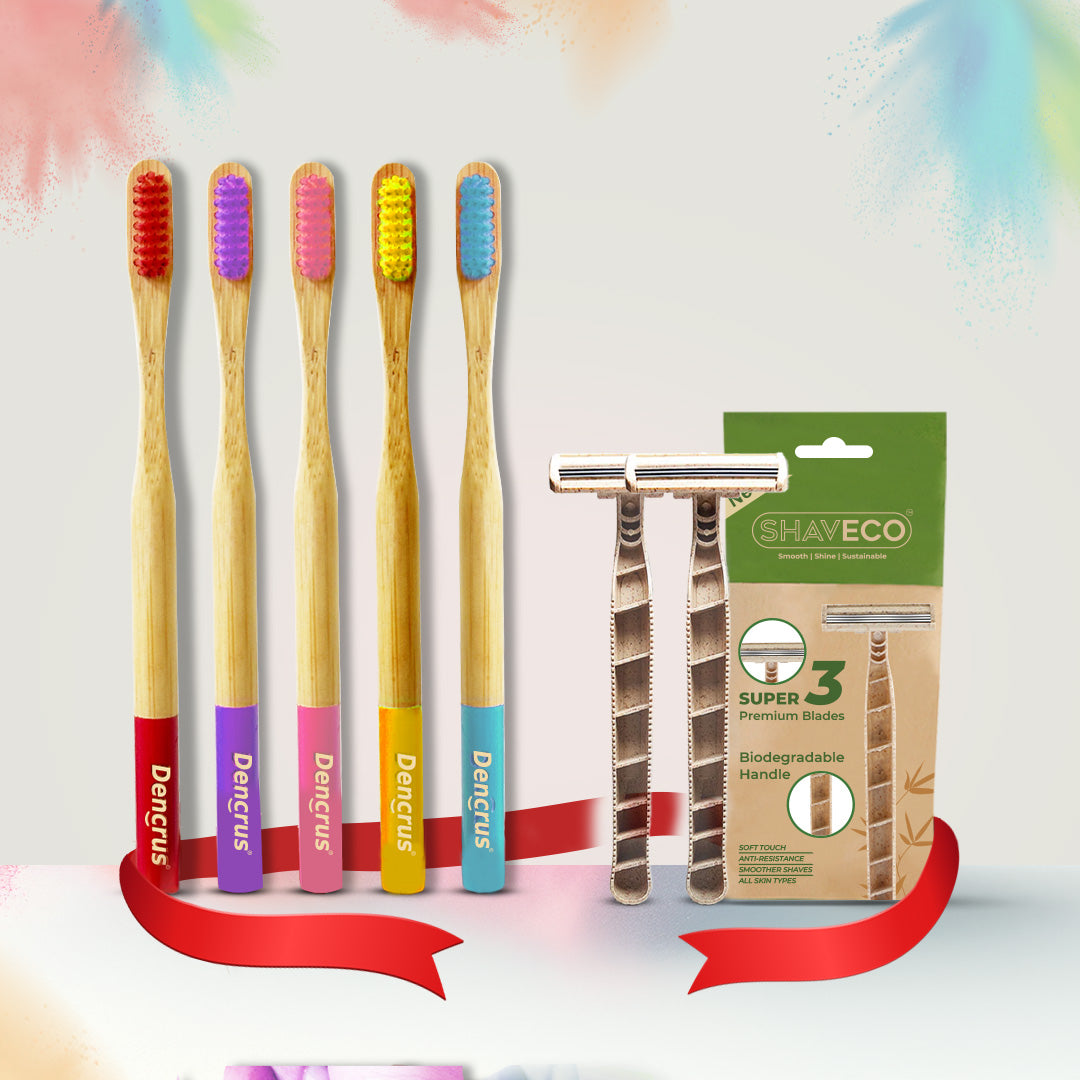 Orby Plus Toothbrush & Bamboo Disposable Razor (Combo Pack)