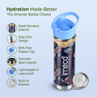ECO-BLOOM Bamboo Printed Water Bottle - Leakproof & Eco-Friendly (500ml)