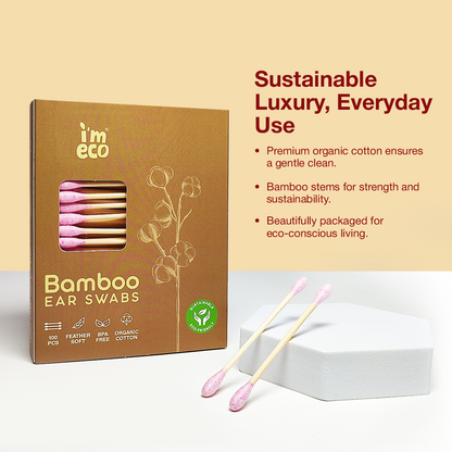 Bamboo Cotton Ear Swabs | 100% Biodegradable, Soft & Sustainable | Plastic-Free Q-Tips