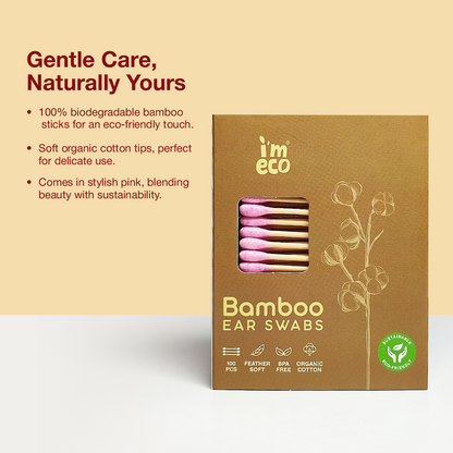 Bamboo Cotton Ear Swabs | 100% Biodegradable, Soft & Sustainable | Plastic-Free Q-Tips