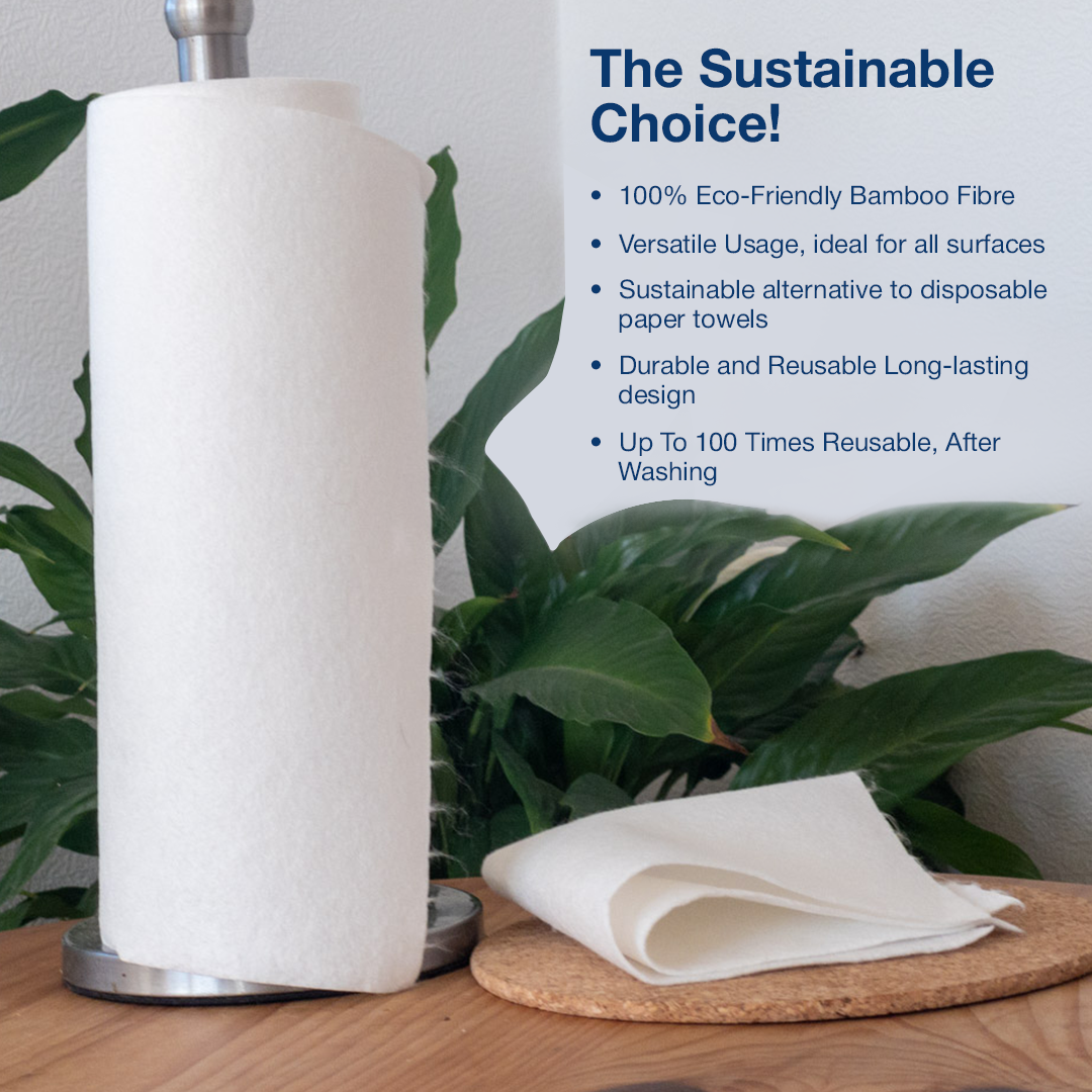 Bamboo Kitchen Towel Roll – Ultra-Soft & Absorbent (20 sheets)