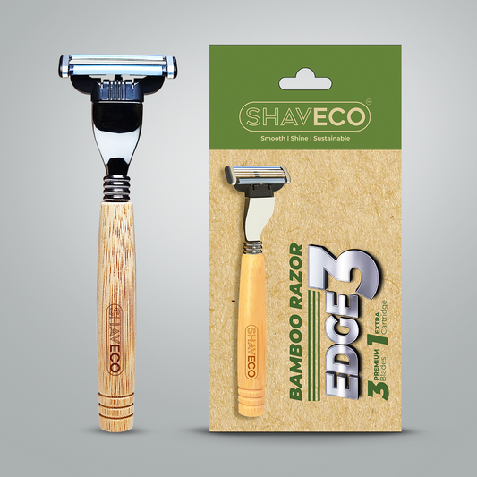 Bamboo Shaving Razor EDGE 3 Blades - Handle made from 100% Bamboo