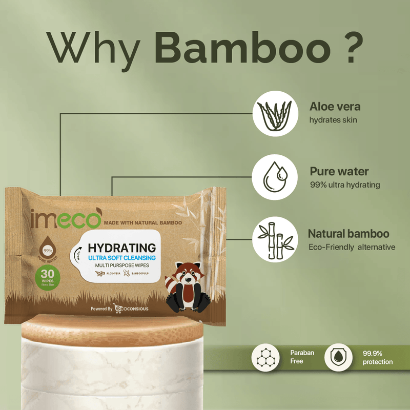 Bamboo Aloe Vera Wet Wipes - Skin-Friendly (30 pcs)
