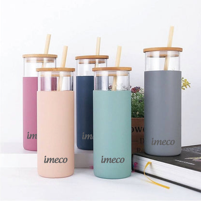 ECO-SIP Glass Sipper with Bamboo Straw (450 ml)