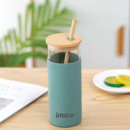 ECO-SIP Glass Sipper with Bamboo Straw (450 ml)