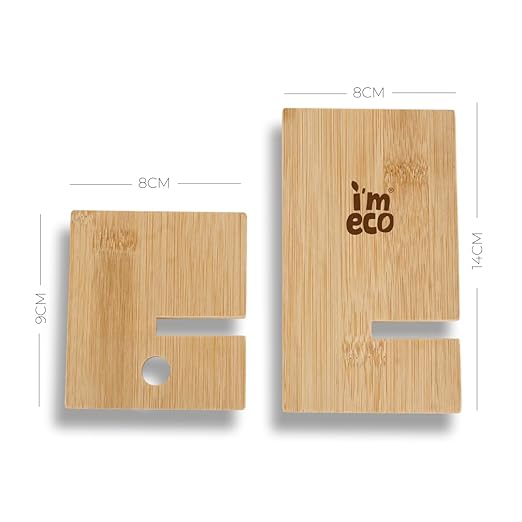 Two pieces of IMECO Bamboo Mobile Stand is shown with its measurement