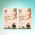 Two packs of IMECO Bamboo Facial Tissues with a cartoon illustration of a bamboo plant and a panda on the front.