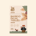 A pack of IMECO Bamboo Pocket Tissues with a cartoon illustration of bamboo and a panda on the front.